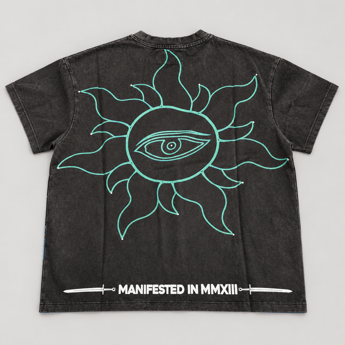 Godspeed Stone Bling Tee Washed Black back studio view