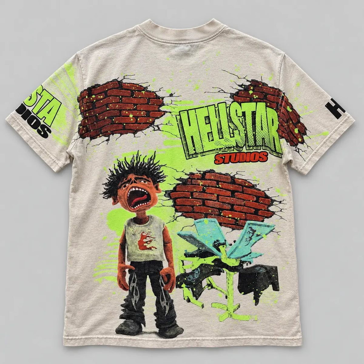 Hellstar Brick Tee White back studio view