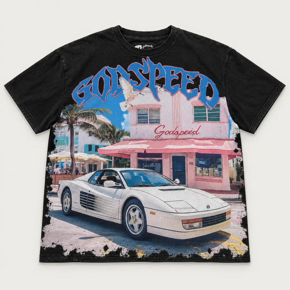Godspeed Miami Lambo Tee Washed Black