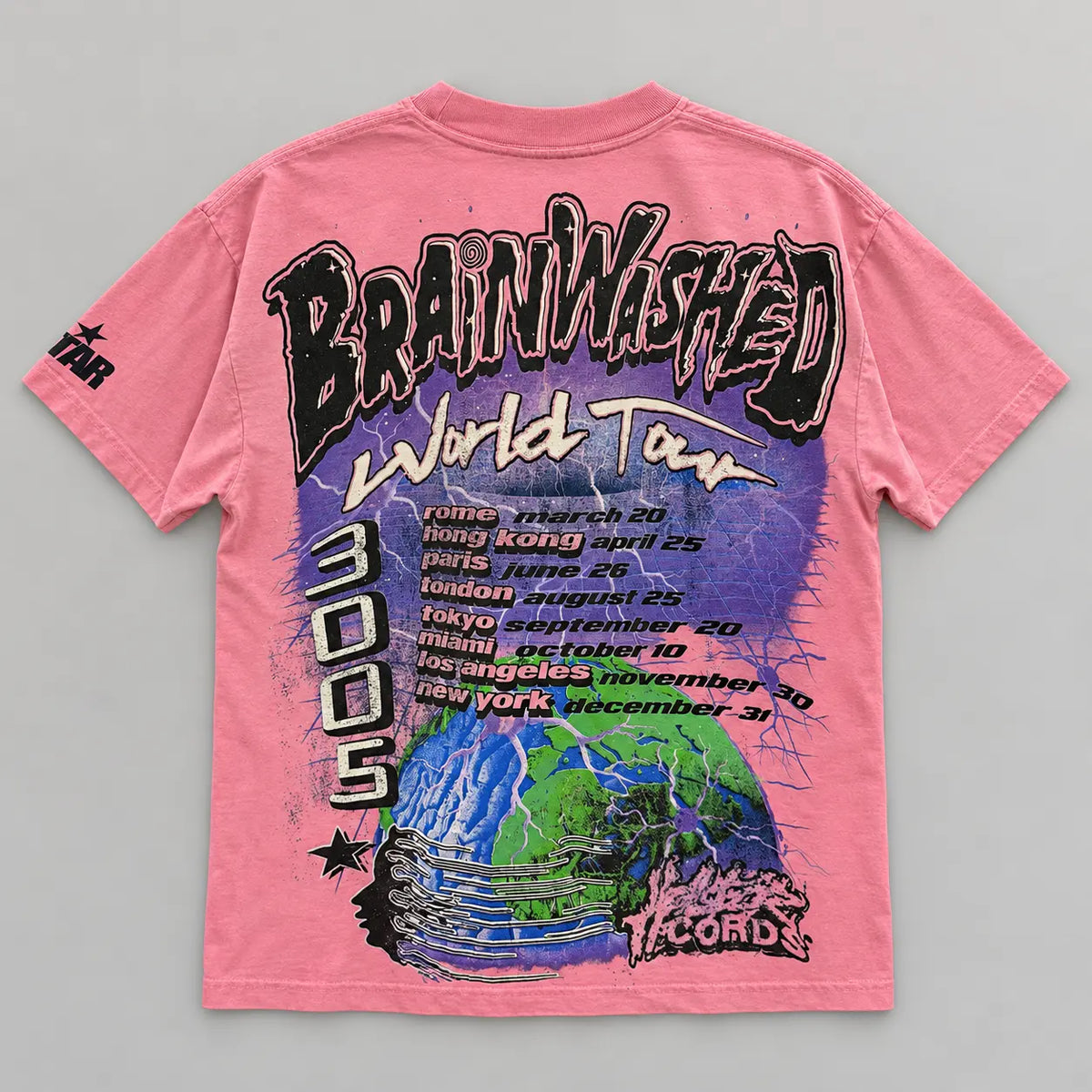 Hellstar Brainwashed World Tour Tee Pink back studio view