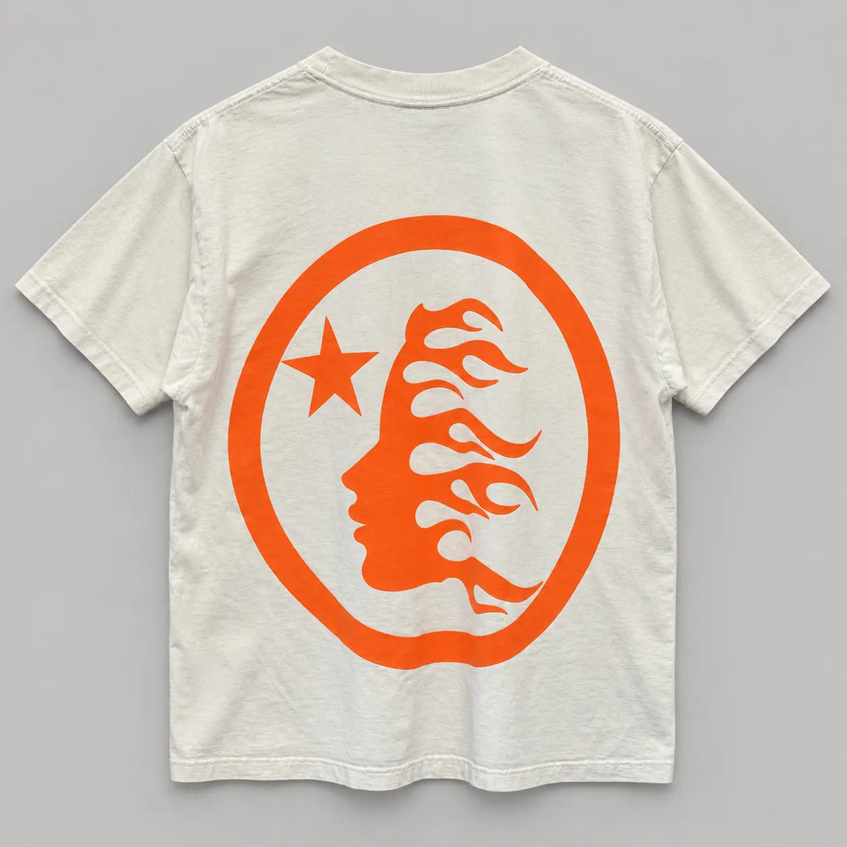 Hellstar Classic Logo Gel Tee White Orange back studio view