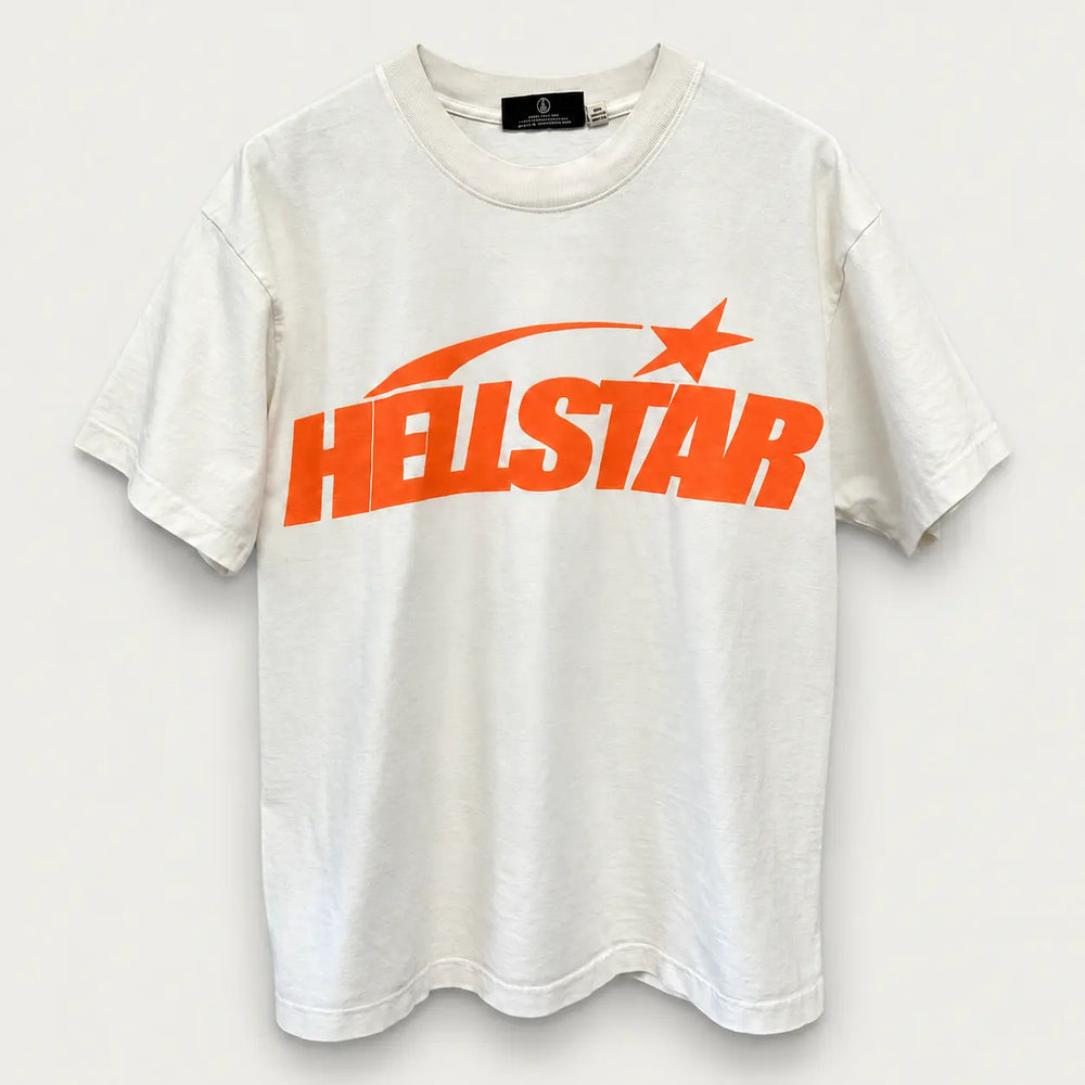 Hellstar Classic Logo Gel Tee White Orange