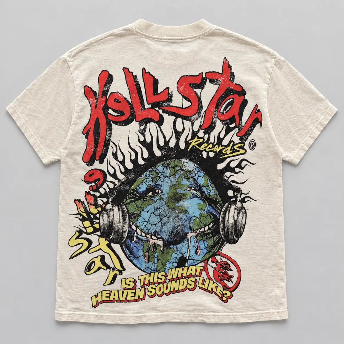 Hellstar Records Headphones Tee Cream back studio view