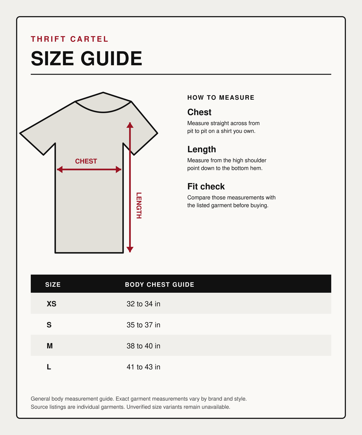 Hellstar Brick Tee White XS through L size guide